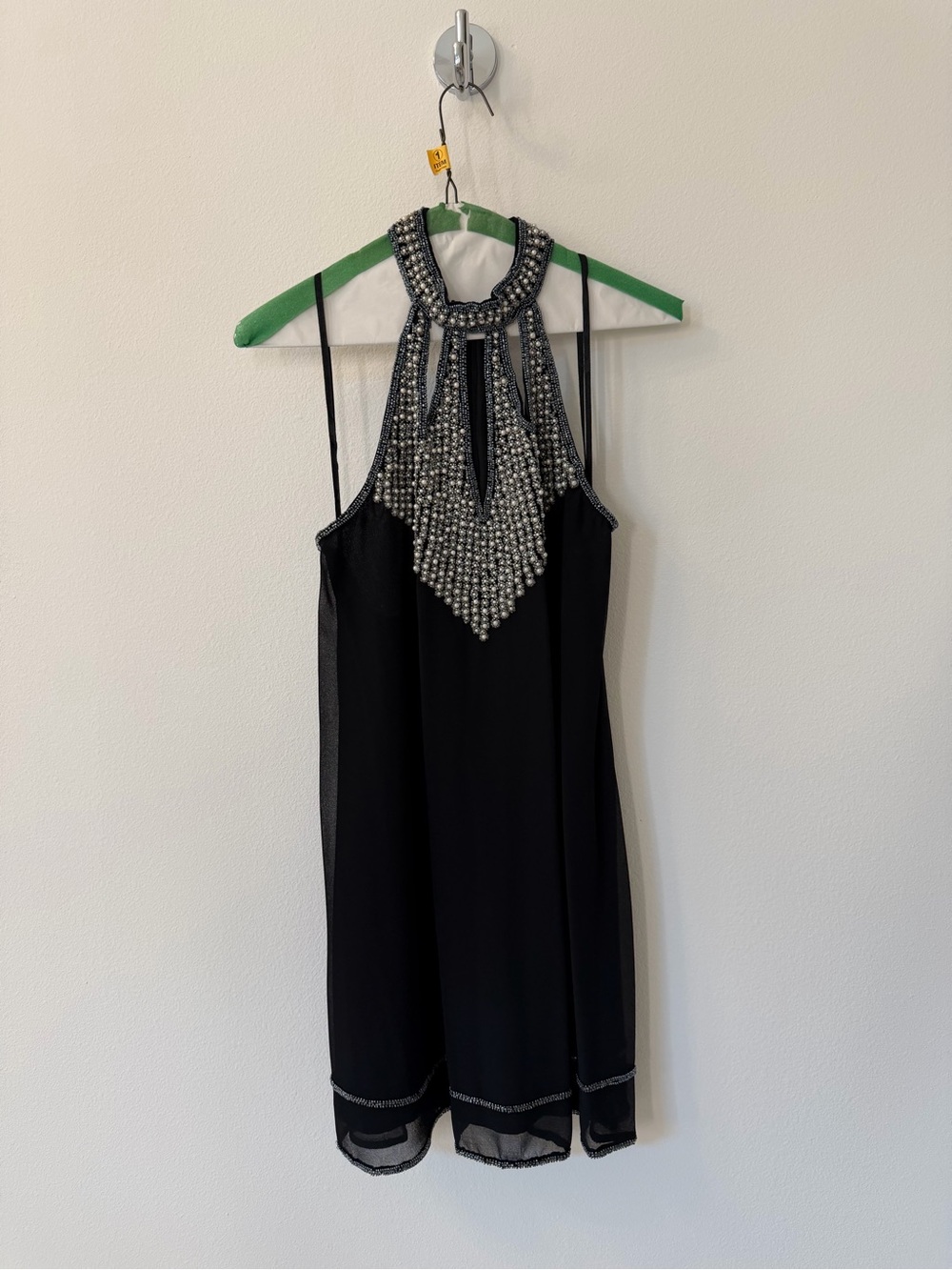 NBD Black Mini Dress with Silver Beaded Halter